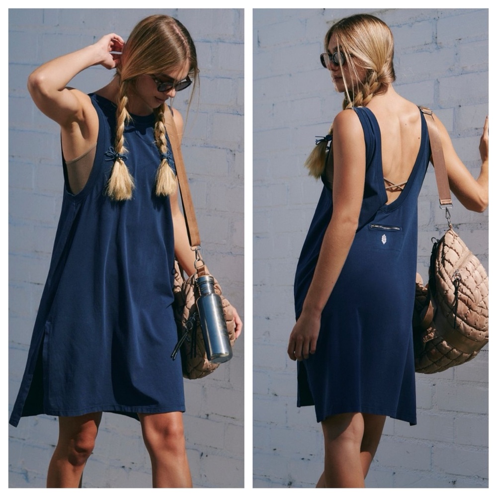 FP Movement by Free People Navy Backless Tank Dress